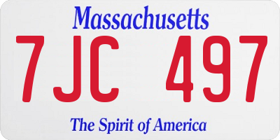 MA license plate 7JC497