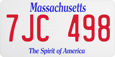 MA license plate 7JC498