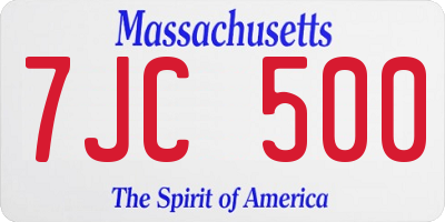 MA license plate 7JC500