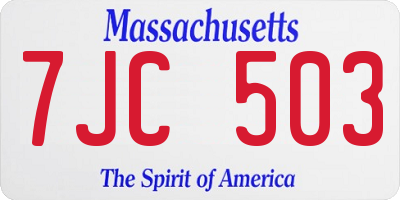MA license plate 7JC503