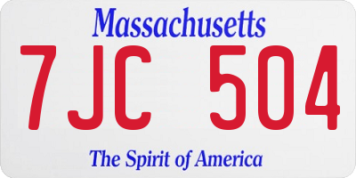 MA license plate 7JC504
