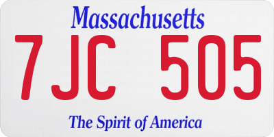 MA license plate 7JC505