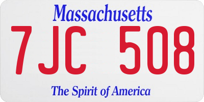MA license plate 7JC508