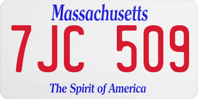 MA license plate 7JC509