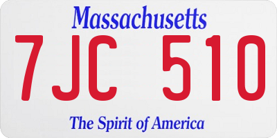 MA license plate 7JC510