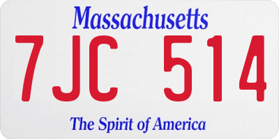 MA license plate 7JC514