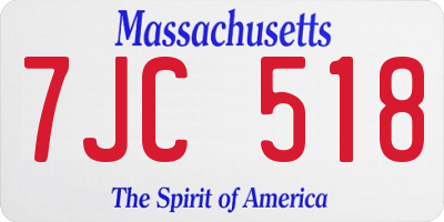 MA license plate 7JC518