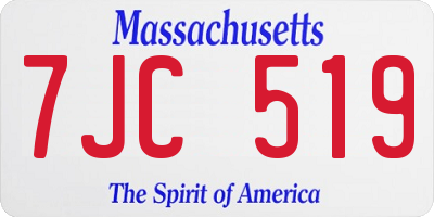 MA license plate 7JC519
