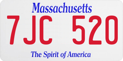 MA license plate 7JC520