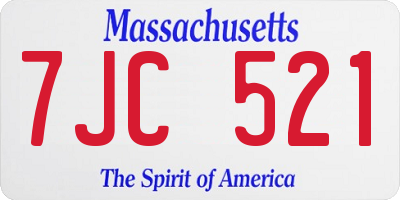 MA license plate 7JC521