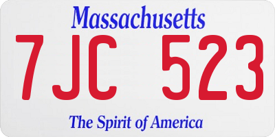MA license plate 7JC523