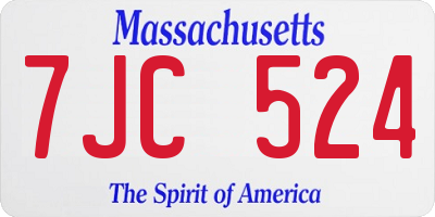 MA license plate 7JC524