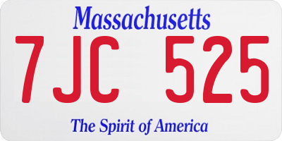MA license plate 7JC525