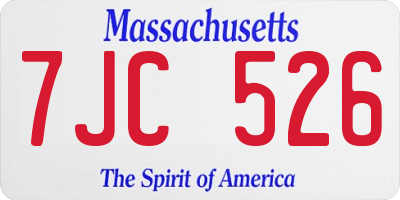 MA license plate 7JC526
