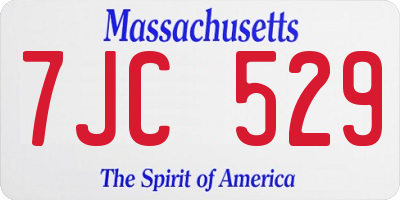 MA license plate 7JC529