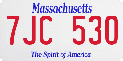 MA license plate 7JC530
