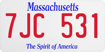 MA license plate 7JC531