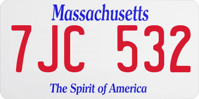 MA license plate 7JC532