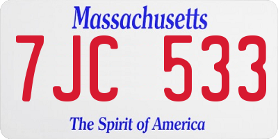 MA license plate 7JC533