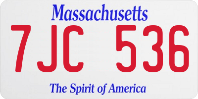 MA license plate 7JC536