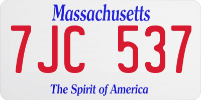 MA license plate 7JC537