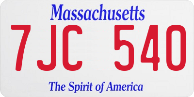 MA license plate 7JC540