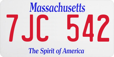 MA license plate 7JC542