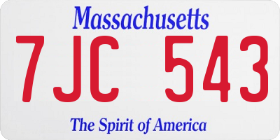 MA license plate 7JC543