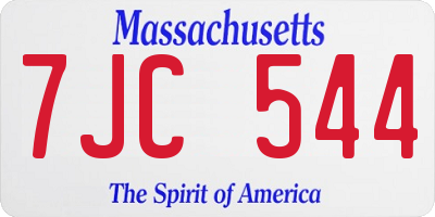 MA license plate 7JC544