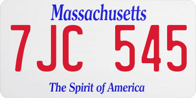 MA license plate 7JC545