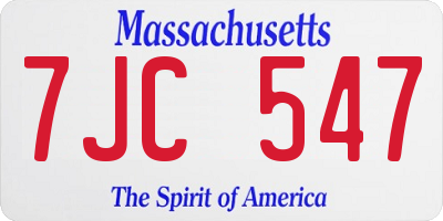 MA license plate 7JC547