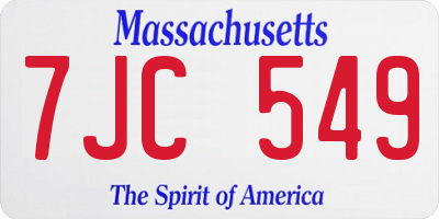 MA license plate 7JC549