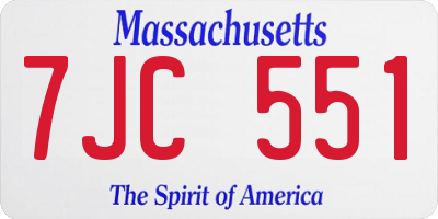 MA license plate 7JC551