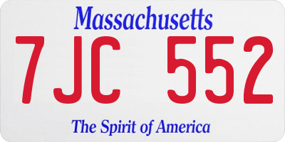 MA license plate 7JC552