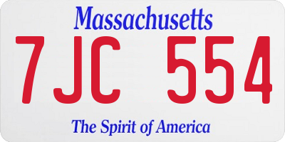 MA license plate 7JC554