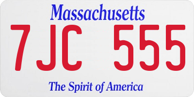MA license plate 7JC555
