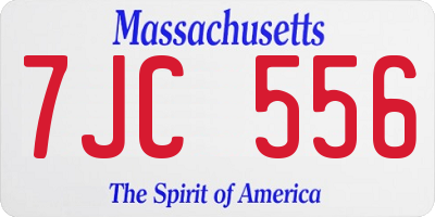 MA license plate 7JC556