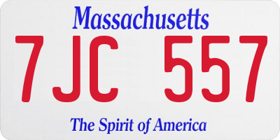MA license plate 7JC557