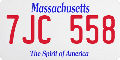 MA license plate 7JC558