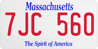 MA license plate 7JC560