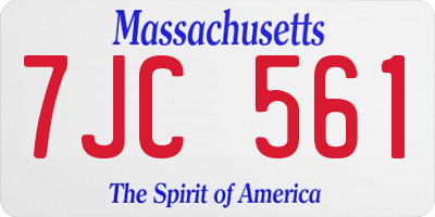 MA license plate 7JC561