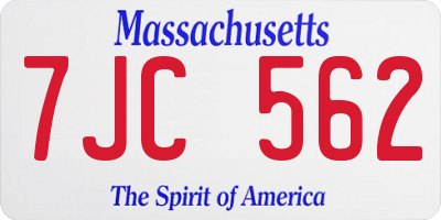 MA license plate 7JC562