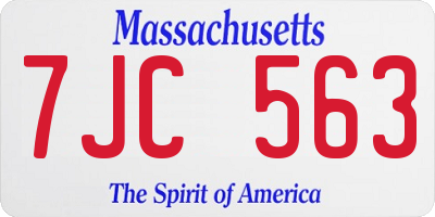 MA license plate 7JC563