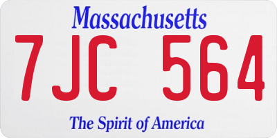 MA license plate 7JC564