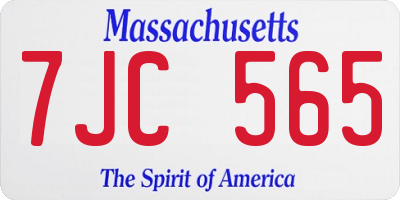MA license plate 7JC565