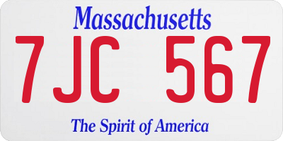 MA license plate 7JC567