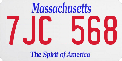 MA license plate 7JC568