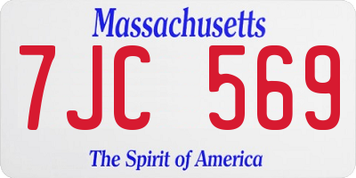 MA license plate 7JC569