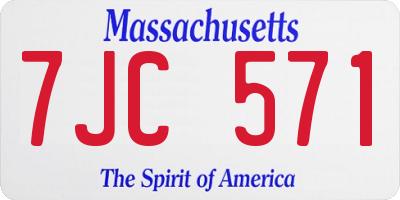 MA license plate 7JC571