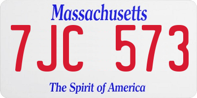 MA license plate 7JC573
